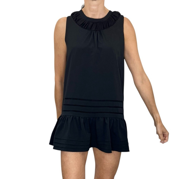 Bonsui Dresses & Skirts - BONSUI Korea designer black ruffle hem sleeveless minimalist mini dress T1